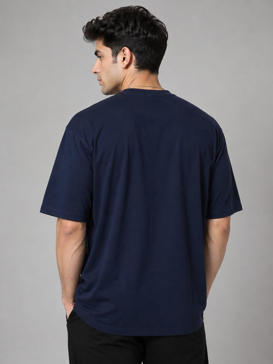 Core Oversized Premium Cotton Gym T-Shirt – Navy