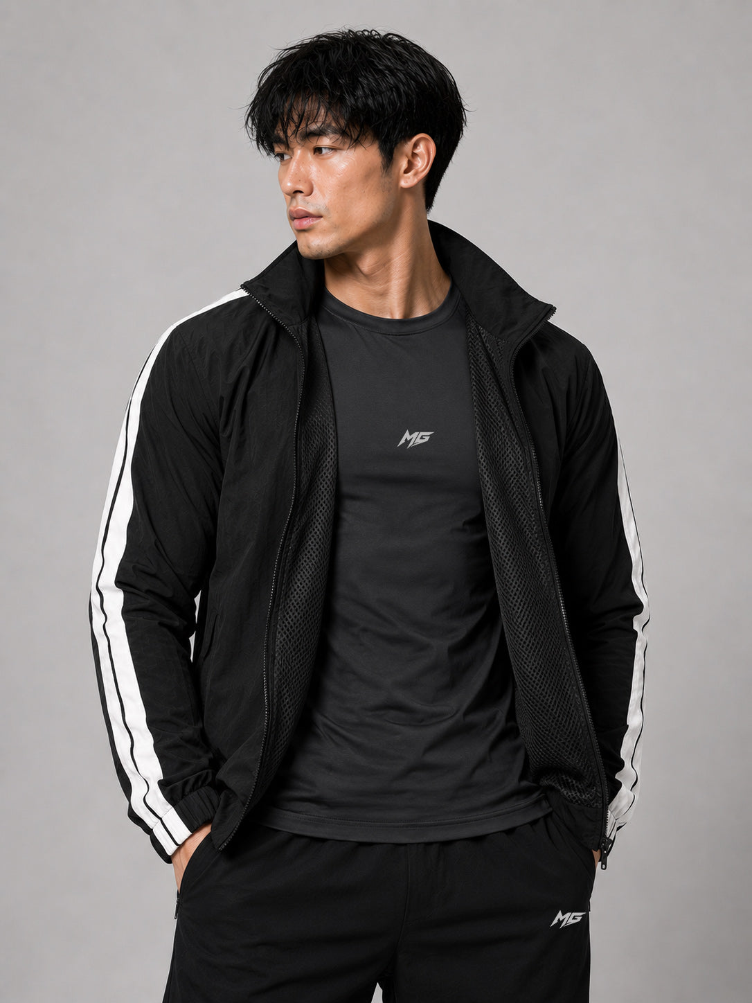MontGuru ShadowFlex Mesh-Lined Track Jacket UV Protect  – Black