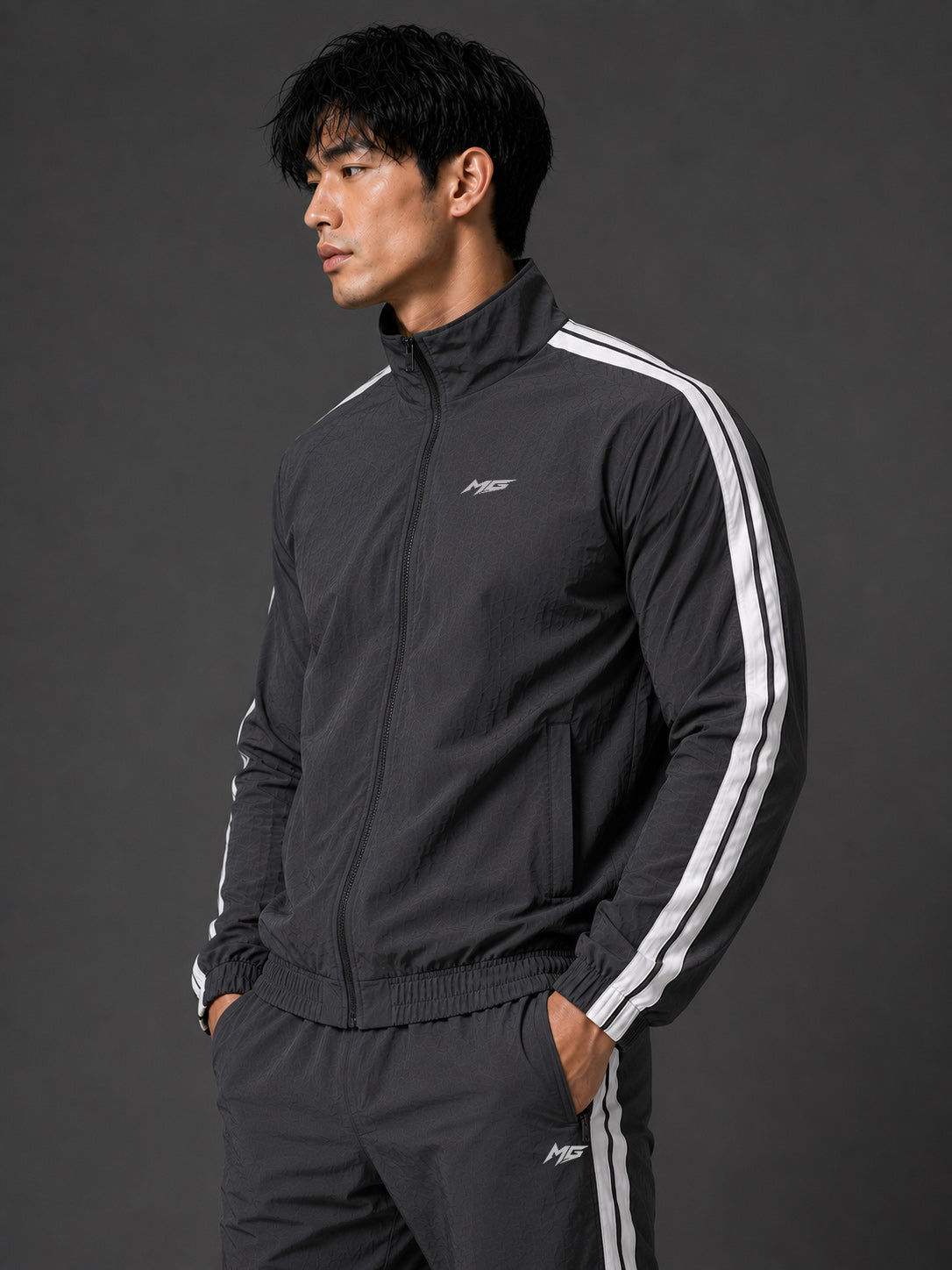MontGuru ShadowFlex Mesh-Lined Track Jacket UV Protect  – Dark grey