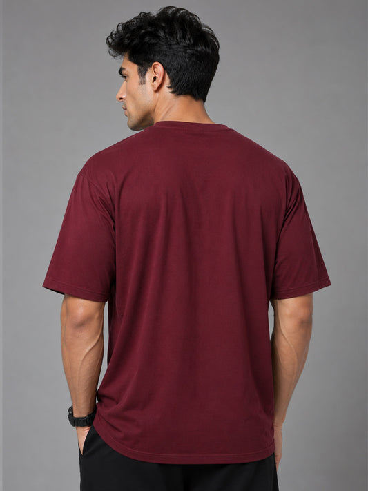 Core Oversized Premium Cotton Gym T-Shirt – Maroon