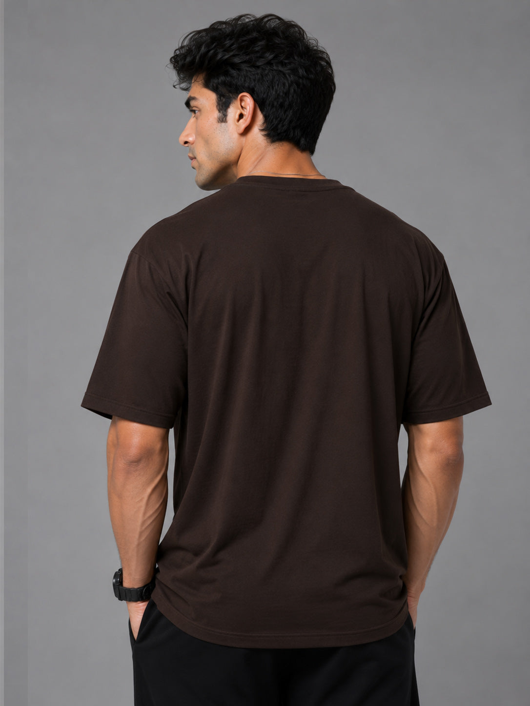 Core Oversized Premium Cotton Gym T-Shirt – Mocha Brown