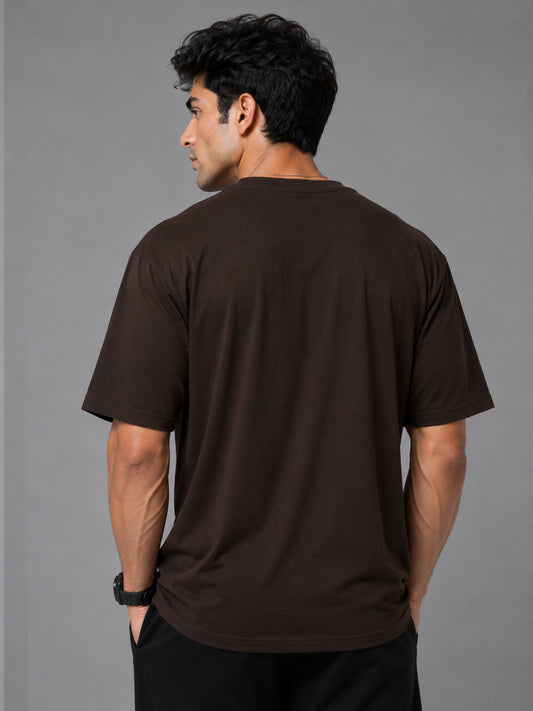 Core Oversized Premium Cotton Gym T-Shirt – Mocha Brown