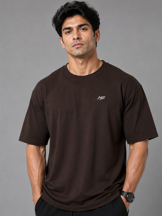 Core Oversized Premium Cotton Gym T-Shirt – Mocha Brown
