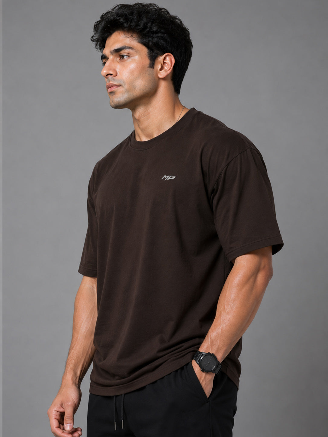 Core Oversized Premium Cotton Gym T-Shirt – Mocha Brown
