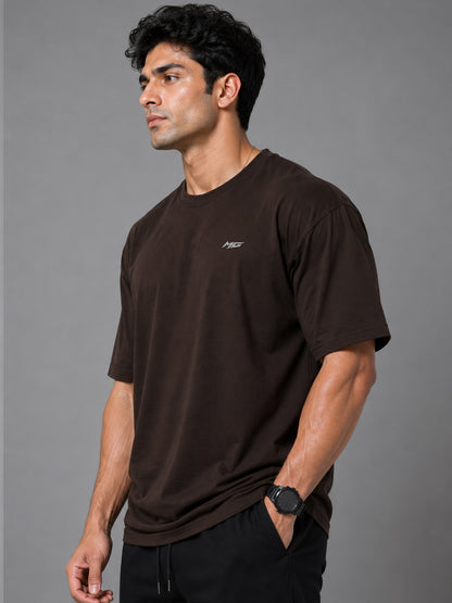 Core Oversized Premium Cotton Gym T-Shirt – Mocha Brown