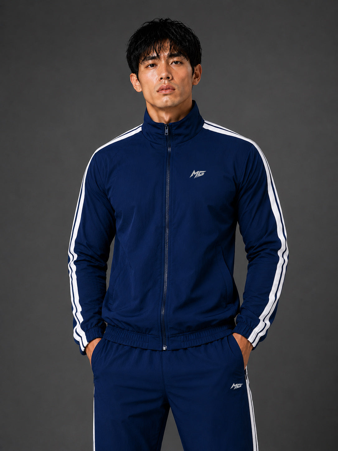 MontGuru ShadowFlex Mesh-Lined Track Jacket UV Protect  – Navy
