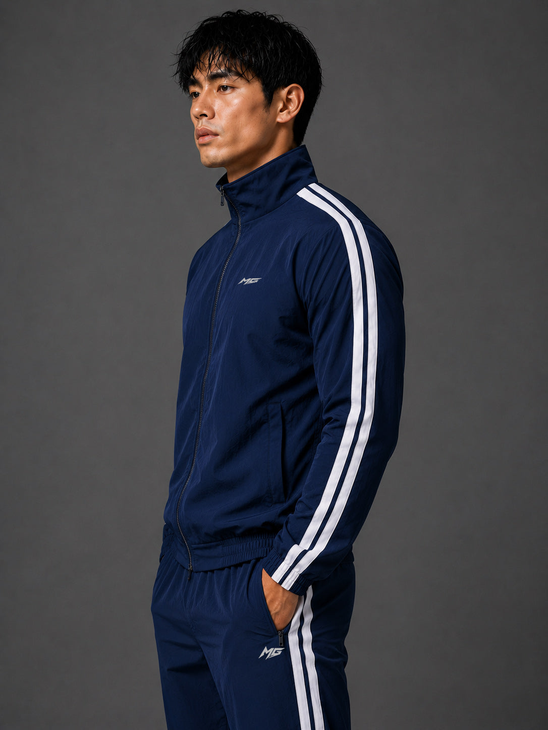 MontGuru ShadowFlex Mesh-Lined Track Jacket UV Protect  – Navy