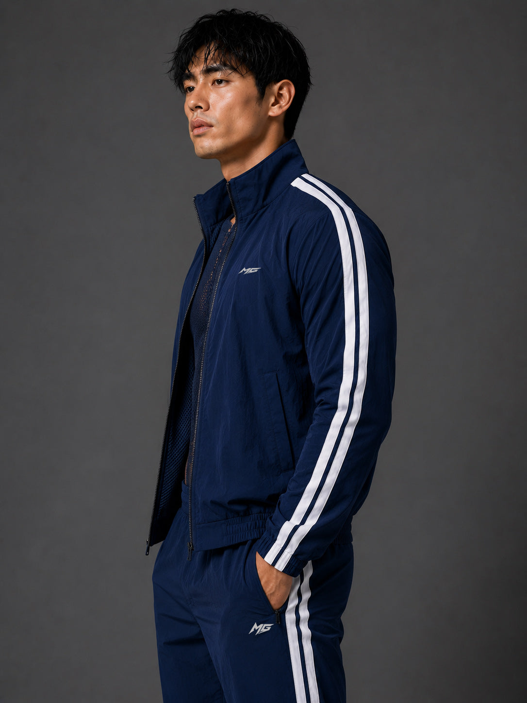 MontGuru ShadowFlex Mesh-Lined Track Jacket UV Protect  – Navy