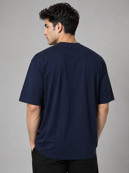 Core Oversized Premium Cotton Gym T-Shirt – Navy