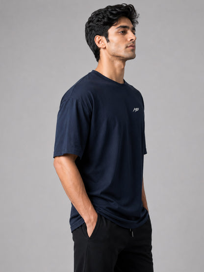Core Oversized Premium Cotton Gym T-Shirt – Navy