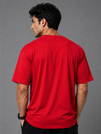 Core Oversized Premium Cotton Gym T-Shirt – Red