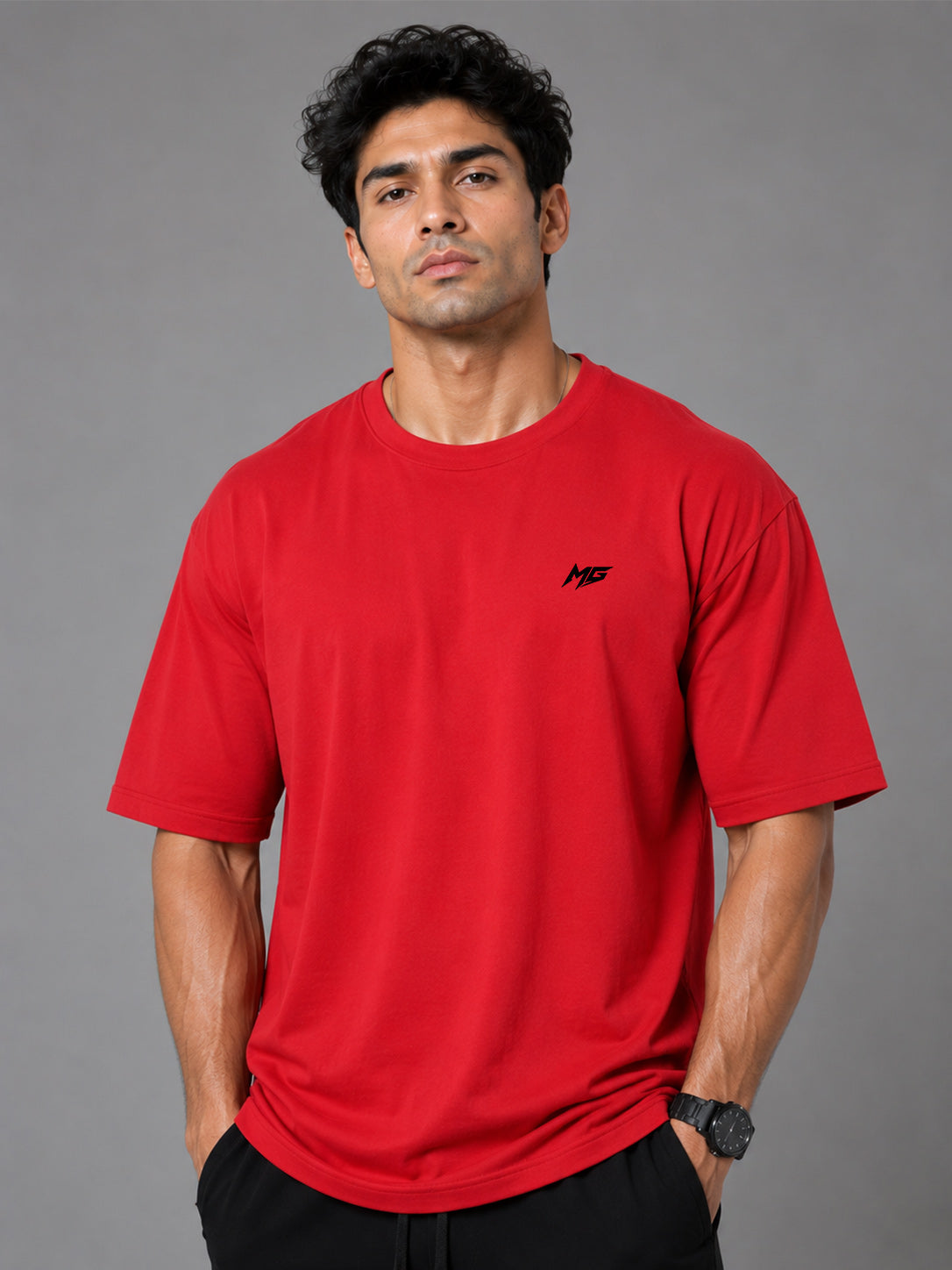 Core Oversized Premium Cotton Gym T-Shirt – Red